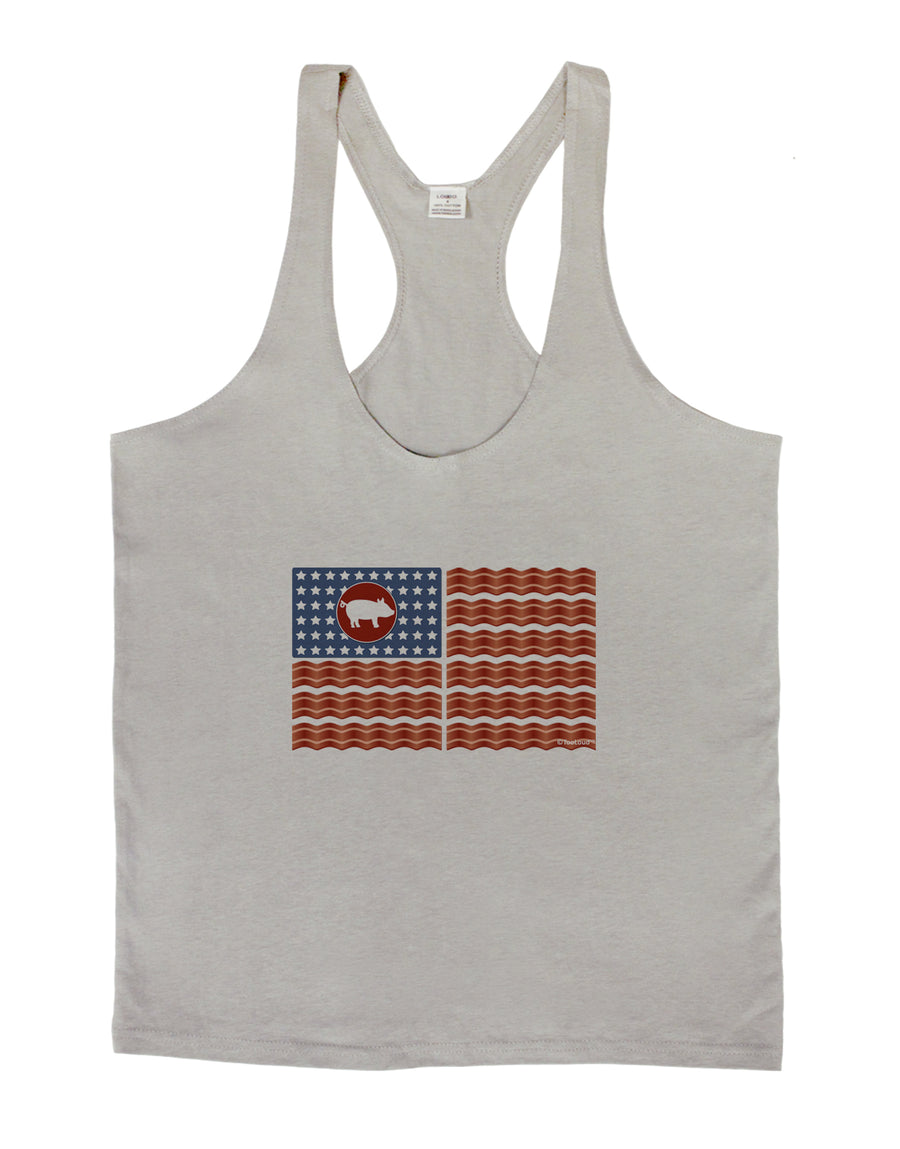 American Bacon Flag Mens String Tank Top-Men's String Tank Tops-LOBBO-White-Small-Davson Sales