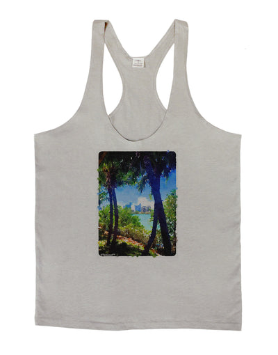 TooLoud Tropical Skyline Mens String Tank Top-Men's String Tank Tops-LOBBO-Light-Gray-Small-Davson Sales