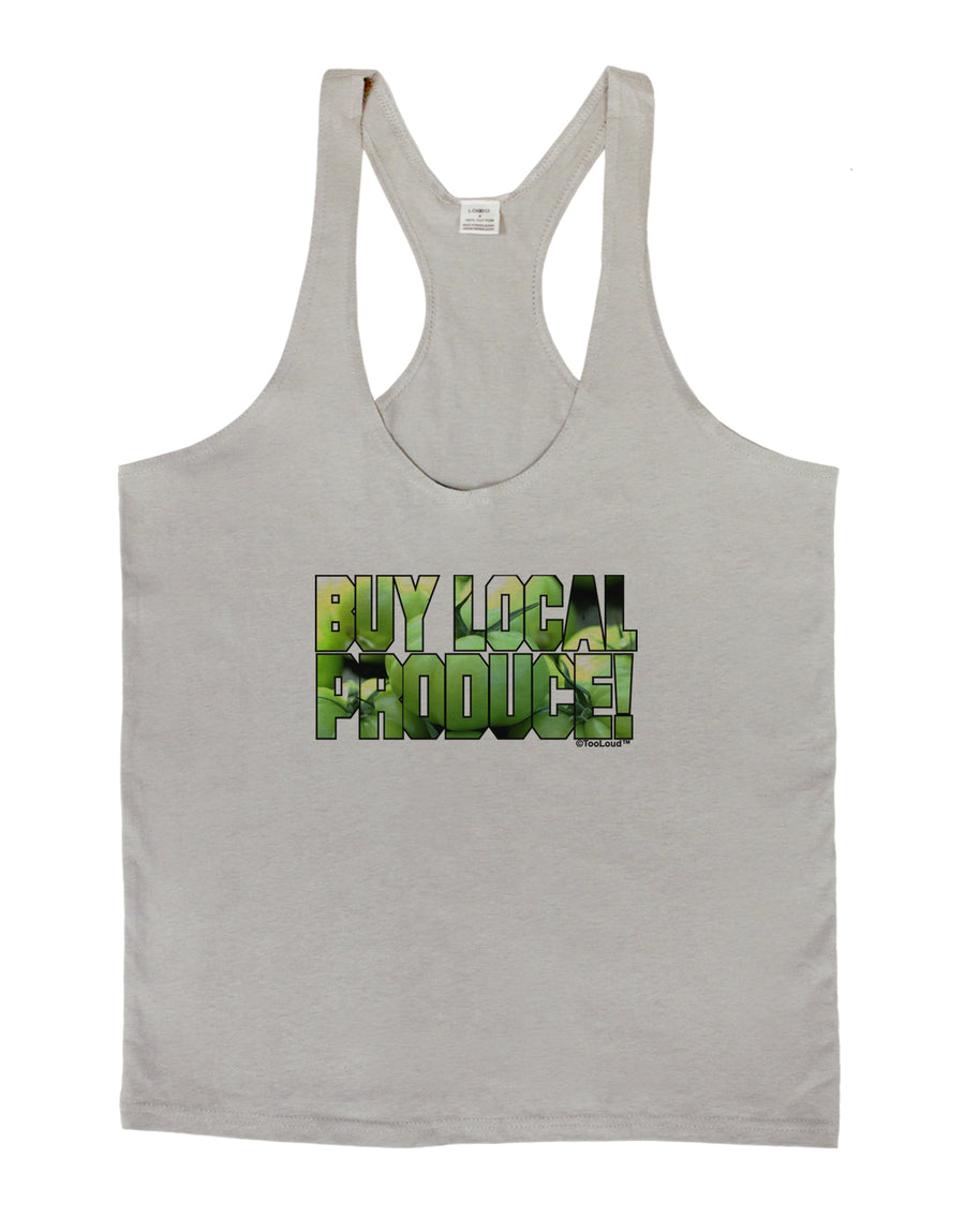 Buy Local - Green Tomatoes Text Mens String Tank Top-Men's String Tank Tops-LOBBO-White-Small-Davson Sales