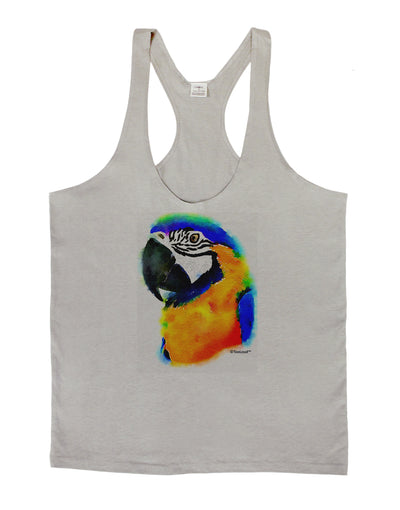 Brightly Colored Parrot Watercolor Mens String Tank Top-Men's String Tank Tops-LOBBO-Light-Gray-Small-Davson Sales