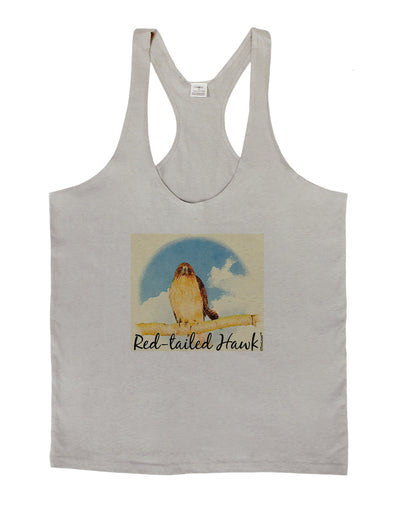 Red-tailed Hawk Text Mens String Tank Top-Men's String Tank Tops-LOBBO-Light-Gray-Small-Davson Sales