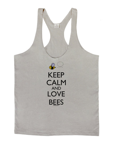 Keep Calm and Love Bees Color Mens String Tank Top-Men's String Tank Tops-LOBBO-Light-Gray-Small-Davson Sales