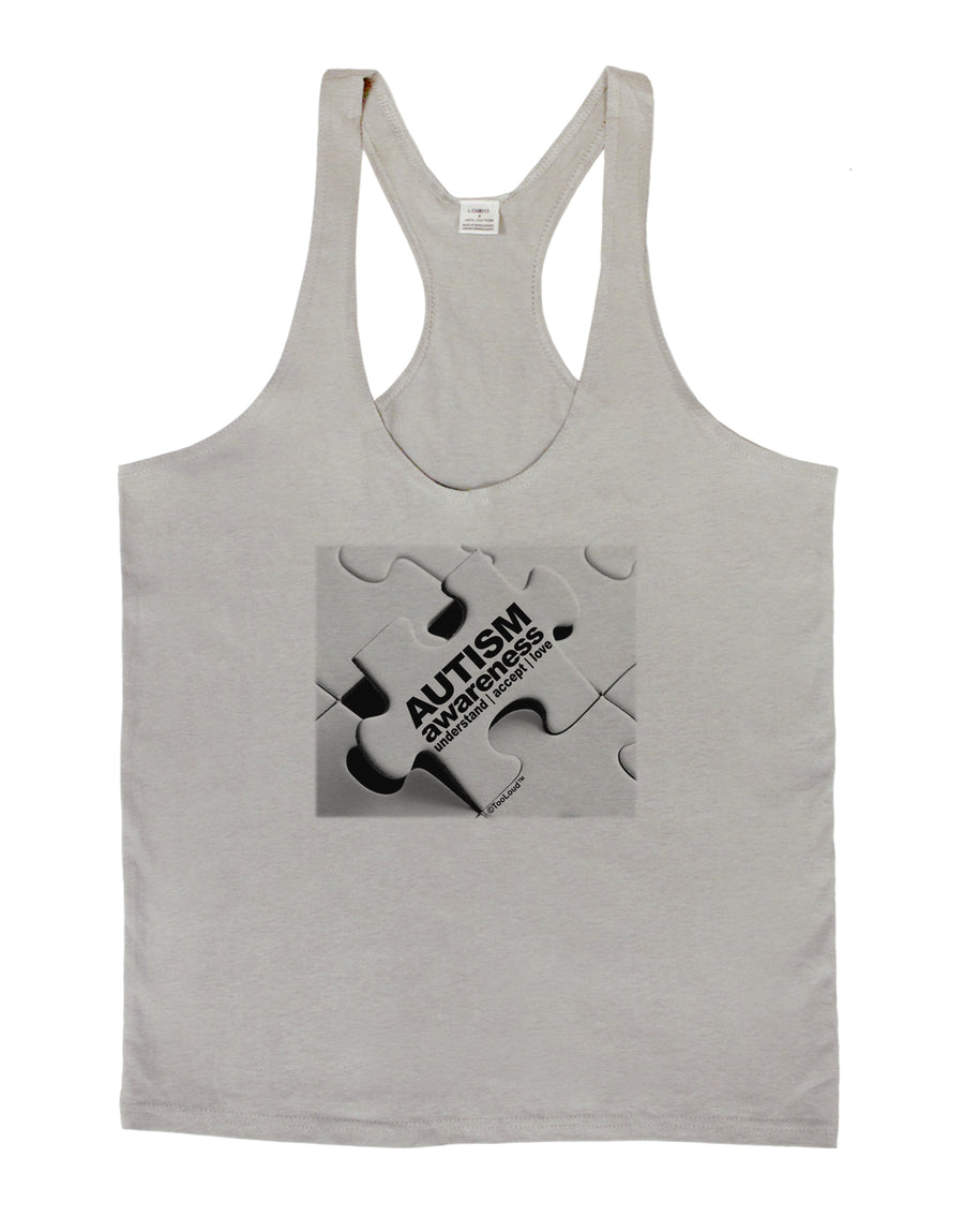 Autism Awareness - Puzzle Black & White Mens String Tank Top-Men's String Tank Tops-LOBBO-White-Small-Davson Sales