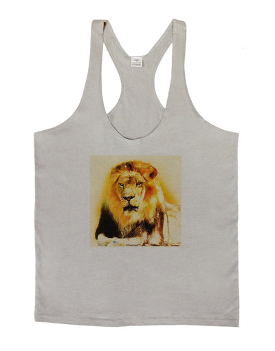 Lion Watercolor 4 Mens String Tank Top-Men's String Tank Tops-LOBBO-Light-Gray-Small-Davson Sales