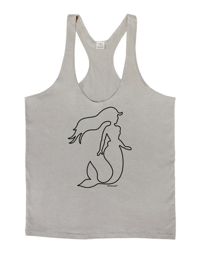 Mermaid Outline Mens String Tank Top-Men's String Tank Tops-LOBBO-Light-Gray-Small-Davson Sales