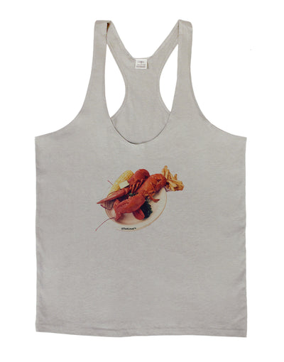 Lobster Plate Mens String Tank Top-Men's String Tank Tops-LOBBO-Light-Gray-Small-Davson Sales