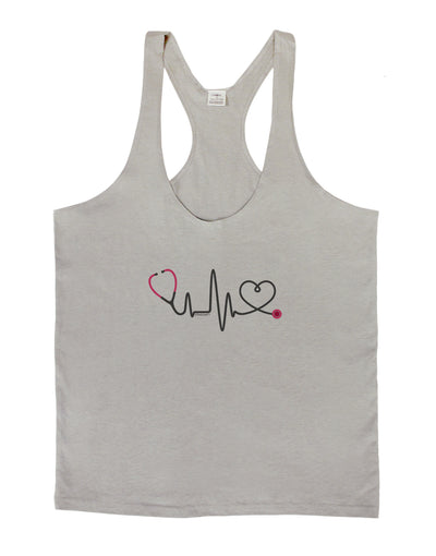 Stethoscope Heartbeat Mens String Tank Top-Men's String Tank Tops-LOBBO-Light-Gray-Small-Davson Sales