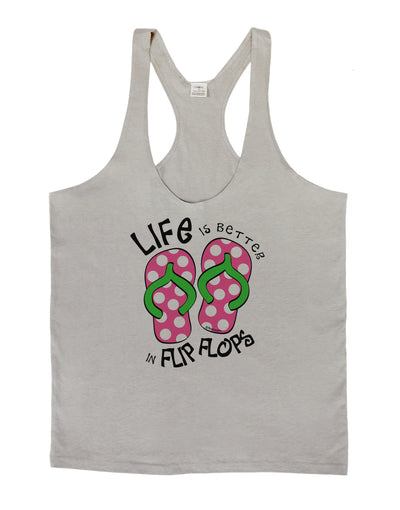 Life is Better in Flip Flops - Pink and Green Mens String Tank Top-Men's String Tank Tops-LOBBO-Light-Gray-Small-Davson Sales