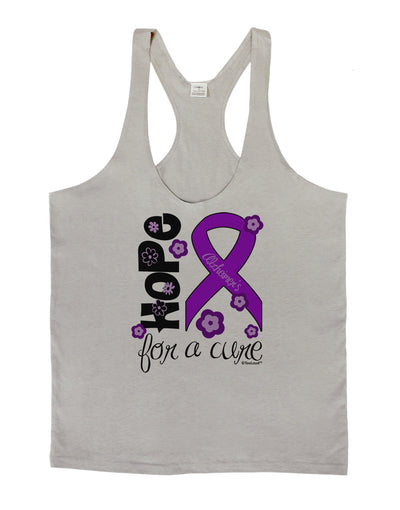 Hope for a Cure - Purple Ribbon Alzheimers Disease - Flowers Mens String Tank Top-Men's String Tank Tops-LOBBO-Light-Gray-Small-Davson Sales