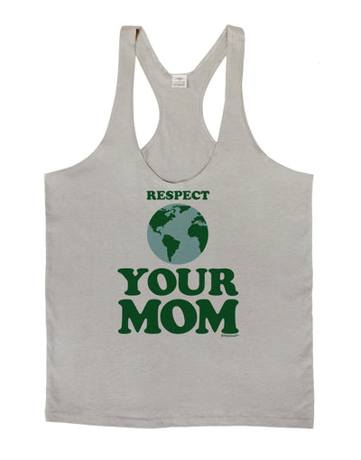 Respect Your Mom - Mother Earth Design - Color Mens String Tank Top-Men's String Tank Tops-LOBBO-Light-Gray-Small-Davson Sales