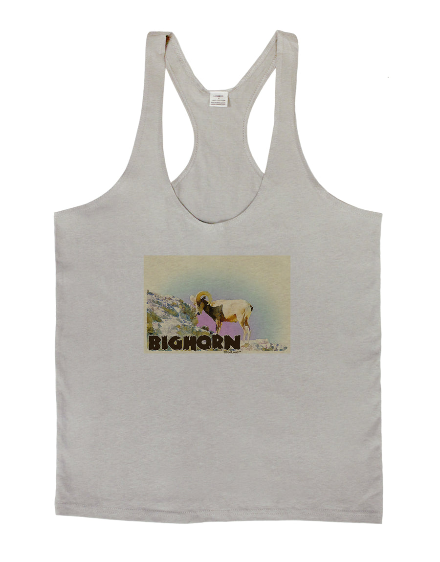 Bighorn Ram WatercolorText Mens String Tank Top-Men's String Tank Tops-LOBBO-White-Small-Davson Sales