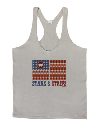 American Bacon Flag - Stars and Strips Mens String Tank Top-Men's String Tank Tops-LOBBO-Light-Gray-Small-Davson Sales