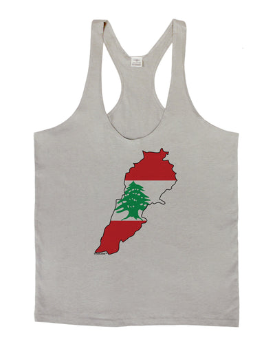 Lebanon Flag Silhouette Mens String Tank Top-Men's String Tank Tops-LOBBO-Light-Gray-Small-Davson Sales