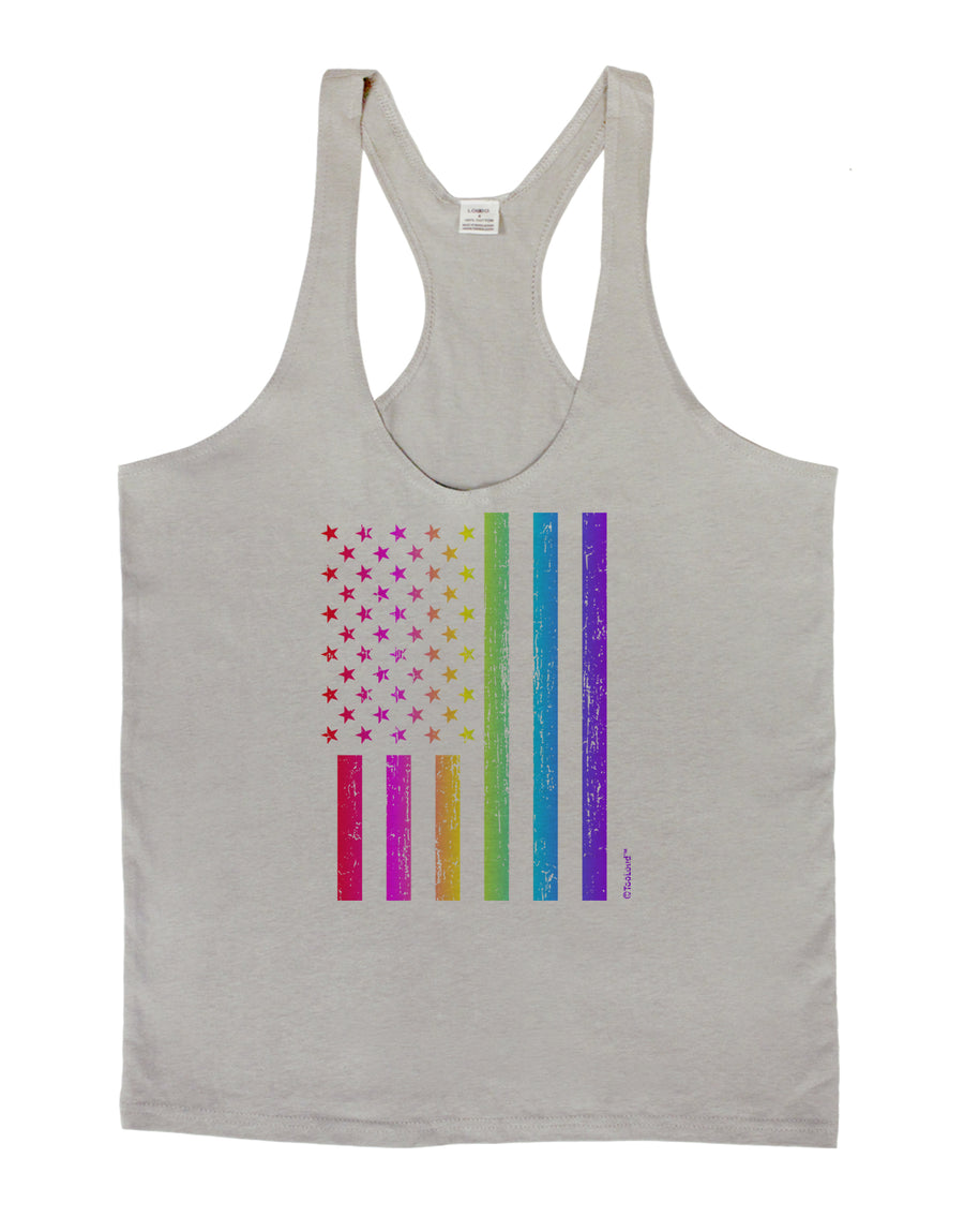 American Pride - Rainbow Flag Mens String Tank Top-Men's String Tank Tops-LOBBO-White-Small-Davson Sales