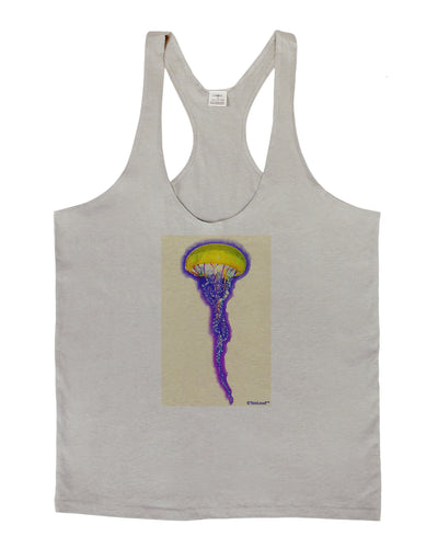 Jellyfish Outlined in Purple Watercolor Mens String Tank Top-Men's String Tank Tops-LOBBO-Light-Gray-Small-Davson Sales