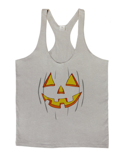 Halloween Glow Smiling Jack O Lantern Mens String Tank Top-Men's String Tank Tops-LOBBO-Light-Gray-Small-Davson Sales