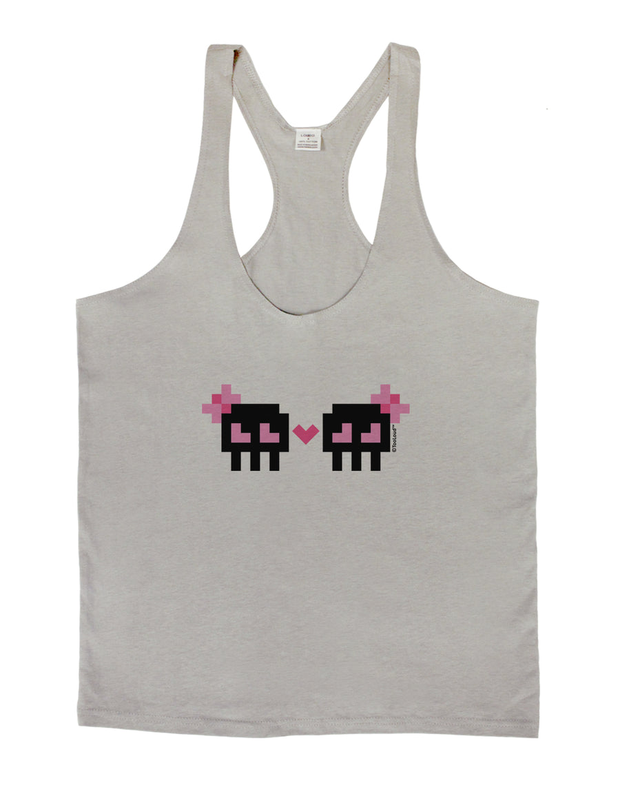 8-Bit Skull Love - Girl and Girl Mens String Tank Top-Men's String Tank Tops-LOBBO-White-Small-Davson Sales