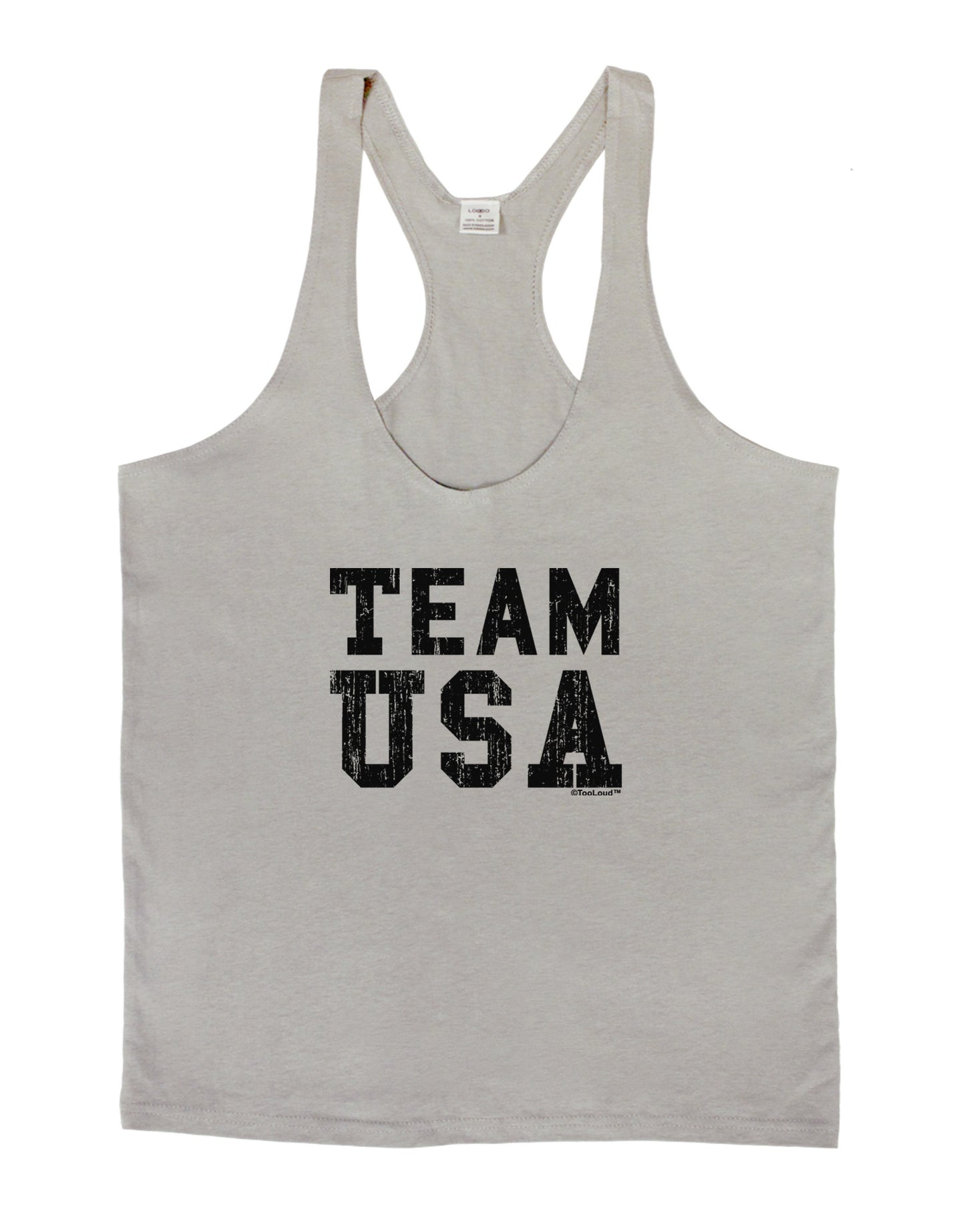 Team USA Distressed Text Mens String Tank Top-Men's String Tank Tops-LOBBO-Light-Gray-Small-Davson Sales