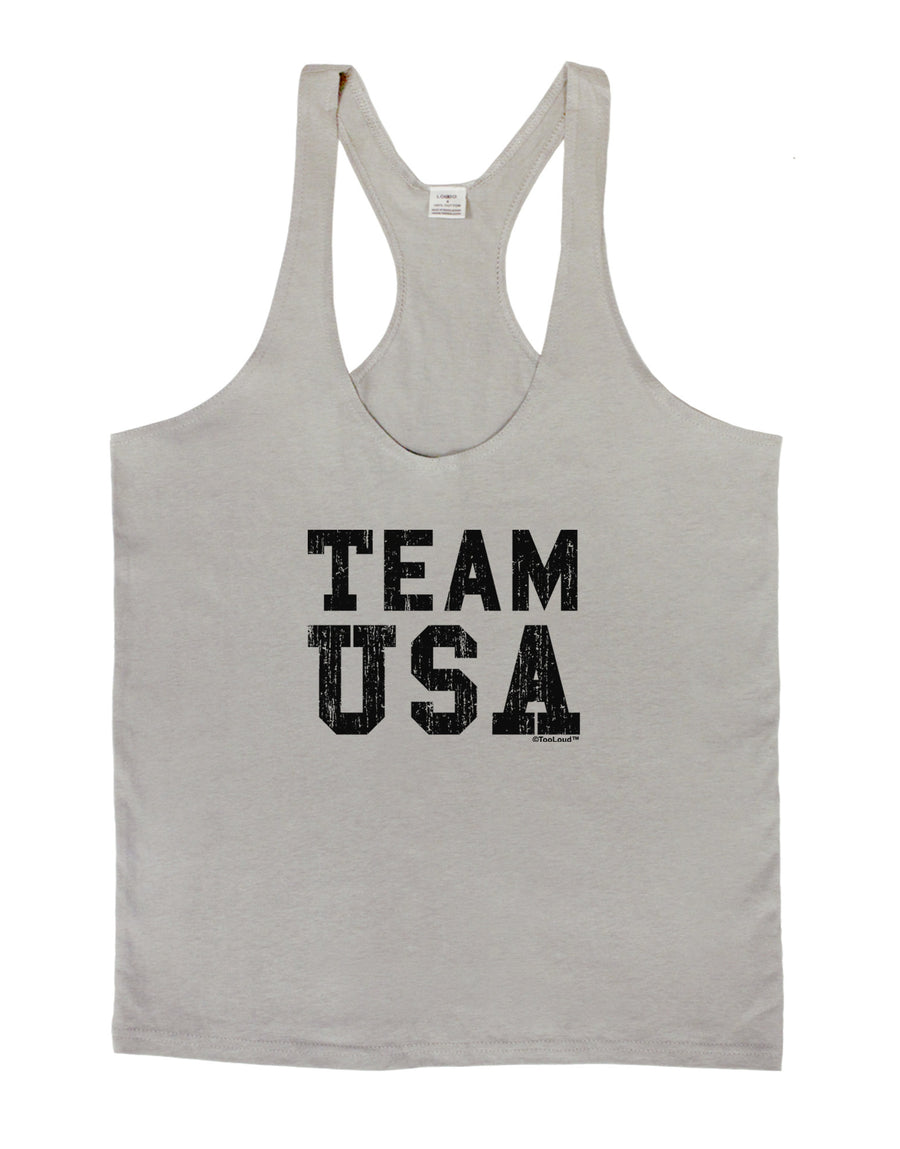 Team USA Distressed Text Mens String Tank Top-Men's String Tank Tops-LOBBO-White-Small-Davson Sales