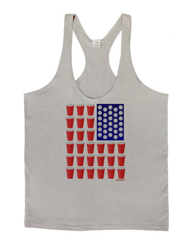 Beer Pong Flag Mens String Tank Top-Men's String Tank Tops-LOBBO-Light-Gray-Small-Davson Sales