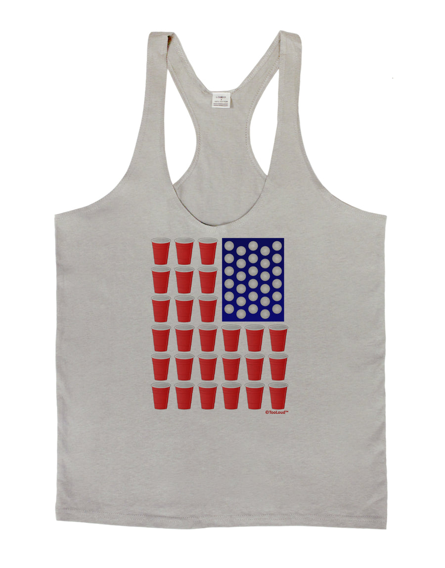 Beer Pong Flag Mens String Tank Top-Men's String Tank Tops-LOBBO-White-Small-Davson Sales