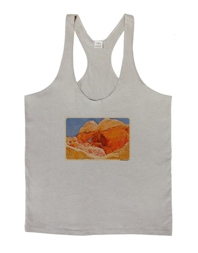 Desert Landscape Watercolor Mens String Tank Top-Men's String Tank Tops-LOBBO-Light-Gray-Small-Davson Sales