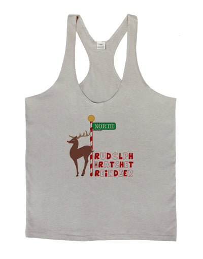 Rudolf Ratchet Reindeer Color Text Mens String Tank Top-Men's String Tank Tops-LOBBO-Light-Gray-Small-Davson Sales