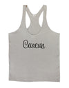 Cancun Mexico - Script Text Mens String Tank Top-Men's String Tank Tops-LOBBO-Light-Gray-Small-Davson Sales