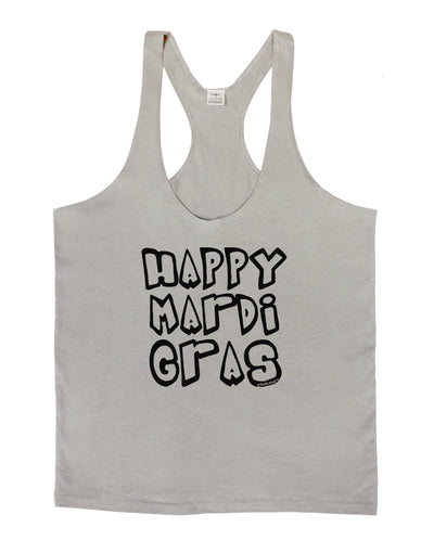 Happy Mardi Gras Text 2 BnW Mens String Tank Top-Men's String Tank Tops-LOBBO-Light-Gray-Small-Davson Sales