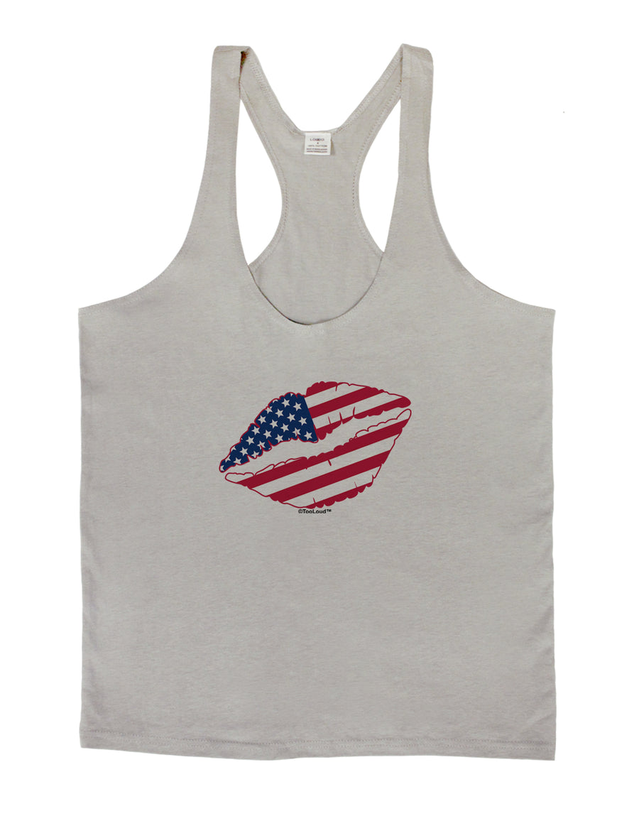 American Flag Lipstick Mens String Tank Top-Men's String Tank Tops-LOBBO-White-Small-Davson Sales