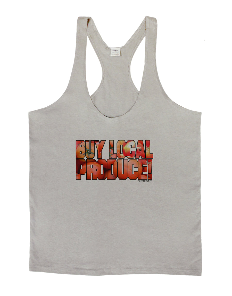 Buy Local Produce Tomatoes Text Mens String Tank Top-Men's String Tank Tops-LOBBO-White-Small-Davson Sales