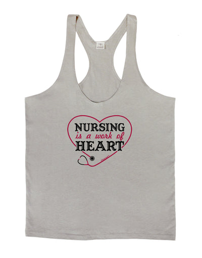 Nursing Is A Work Of Heart Mens String Tank Top-Men's String Tank Tops-LOBBO-Light-Gray-Small-Davson Sales