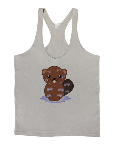 Cute Wet Beaver Mens String Tank Top-Men's String Tank Tops-LOBBO-Light-Gray-Small-Davson Sales