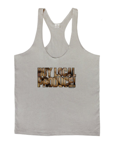 Buy Local Produce Potatoes Text Mens String Tank Top-Men's String Tank Tops-LOBBO-Light-Gray-Small-Davson Sales