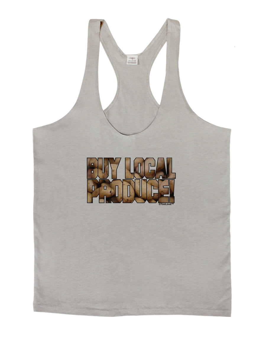 Buy Local Produce Potatoes Text Mens String Tank Top-Men's String Tank Tops-LOBBO-White-Small-Davson Sales