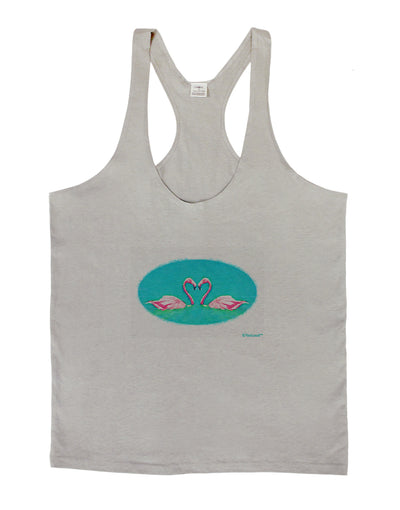 Love Birds - Flamingos Watercolor Mens String Tank Top-Men's String Tank Tops-LOBBO-Light-Gray-Small-Davson Sales