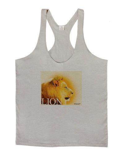 Lion Watercolor 3 Text Mens String Tank Top-Men's String Tank Tops-LOBBO-Light-Gray-Small-Davson Sales