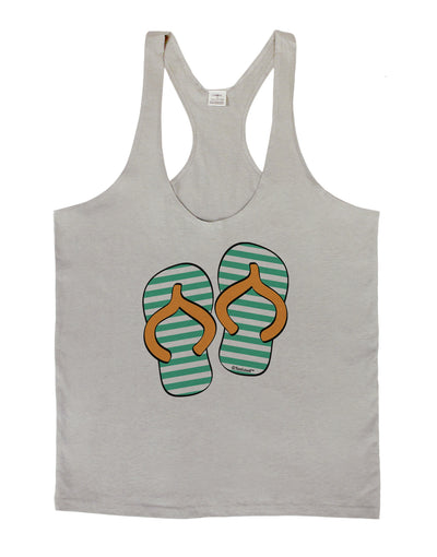 Striped Flip Flops - Teal and Orange Mens String Tank Top-Men's String Tank Tops-LOBBO-Light-Gray-Small-Davson Sales