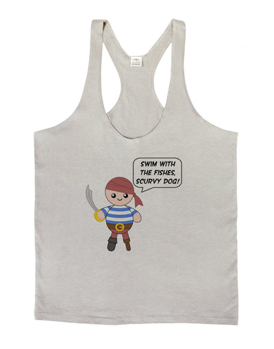 Swim With the Fishes- Petey the Pirate Mens String Tank Top-LOBBO-Light-Gray-Small-Davson Sales