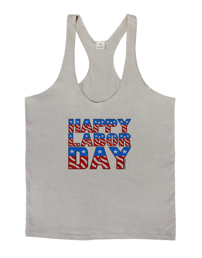 Happy Labor Day ColorText Mens String Tank Top-Men's String Tank Tops-LOBBO-Light-Gray-Small-Davson Sales