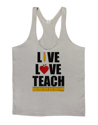 Live Love Teach Mens String Tank Top-Men's String Tank Tops-LOBBO-Light-Gray-Small-Davson Sales