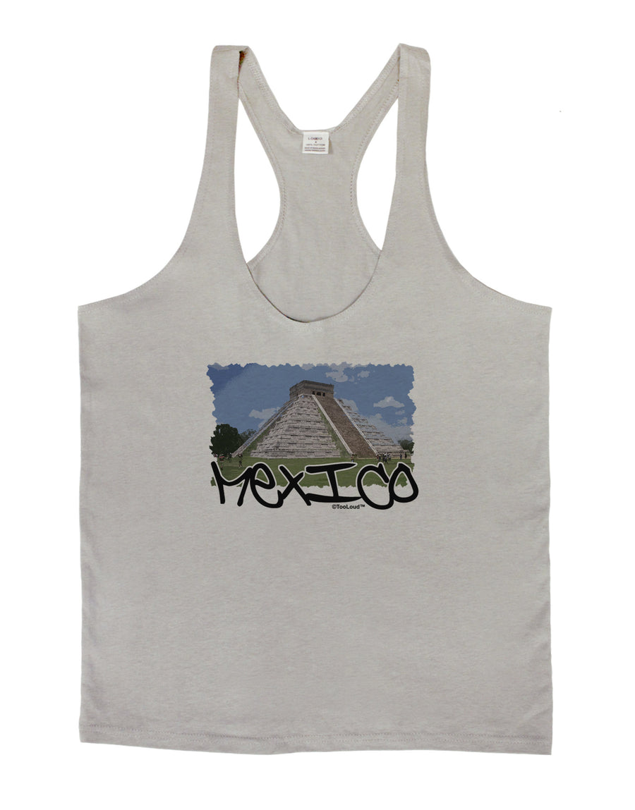 Mexico - Mayan Temple Cut-out Mens String Tank Top-Men's String Tank Tops-LOBBO-White-Small-Davson Sales