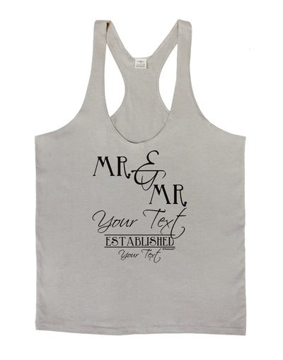 Personalized Mr and Mr -Name- Established -Date- Design Mens String Tank Top-Men's String Tank Tops-LOBBO-Light-Gray-Small-Davson Sales