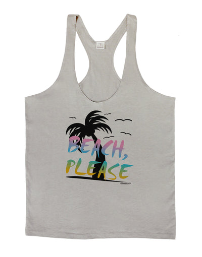 Beach Please - Summer Colors with Palm Trees Mens String Tank Top-Men's String Tank Tops-LOBBO-Light-Gray-Small-Davson Sales