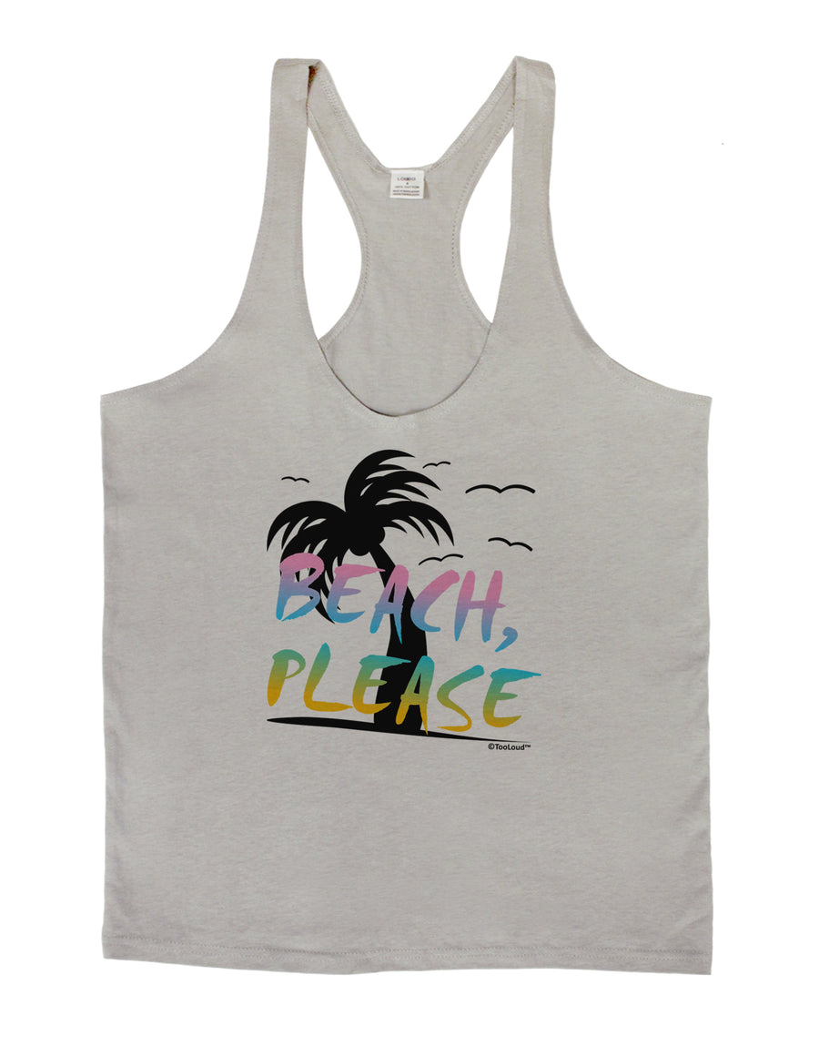 Beach Please - Summer Colors with Palm Trees Mens String Tank Top-Men's String Tank Tops-LOBBO-White-Small-Davson Sales