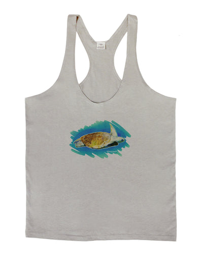 Turtle Watercolor Mens String Tank Top-Men's String Tank Tops-LOBBO-Light-Gray-Small-Davson Sales