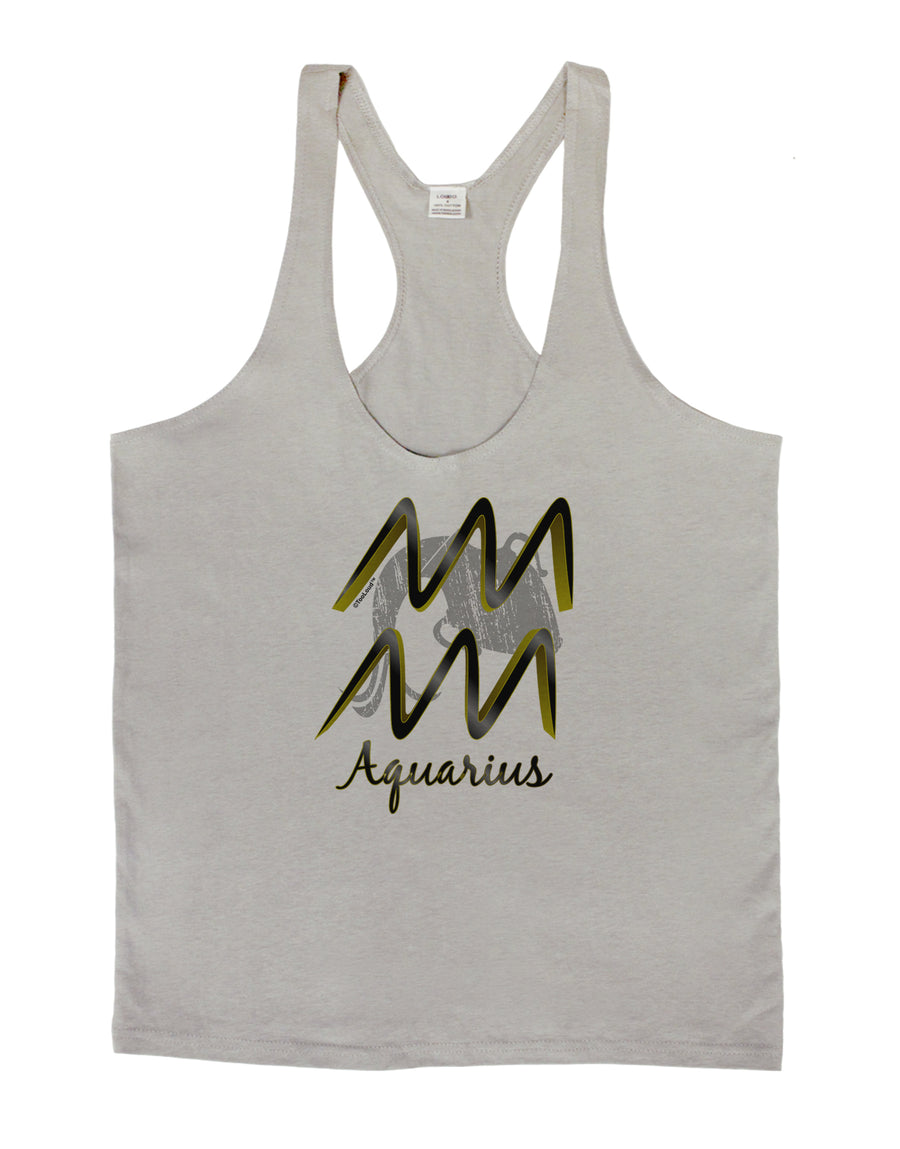 Aquarius Symbol Mens String Tank Top-Men's String Tank Tops-LOBBO-White-Small-Davson Sales