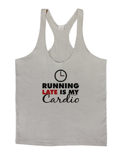 Running Late Is My Cardio Mens String Tank Top-Men's String Tank Tops-LOBBO-Light-Gray-Small-Davson Sales