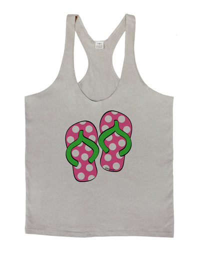 Cute Polka Dot Flip Flops - Pink and Green Mens String Tank Top-Men's String Tank Tops-LOBBO-Light-Gray-Small-Davson Sales