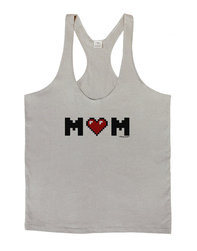 Mom Pixel Heart Mens String Tank Top-Men's String Tank Tops-LOBBO-Light-Gray-Small-Davson Sales